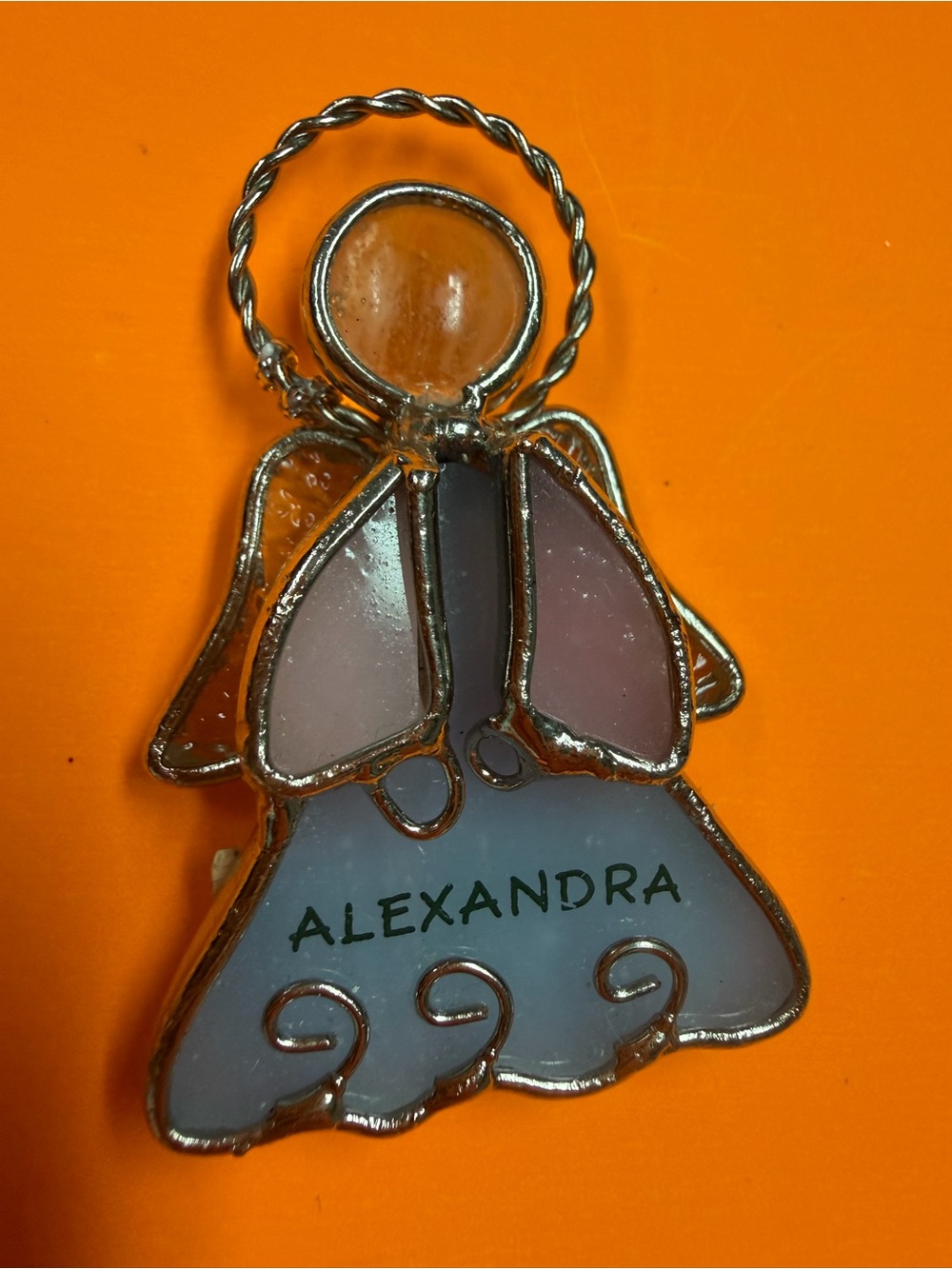 Personalized 'Alexandra' Pink & Light Blue Angel Pin charm